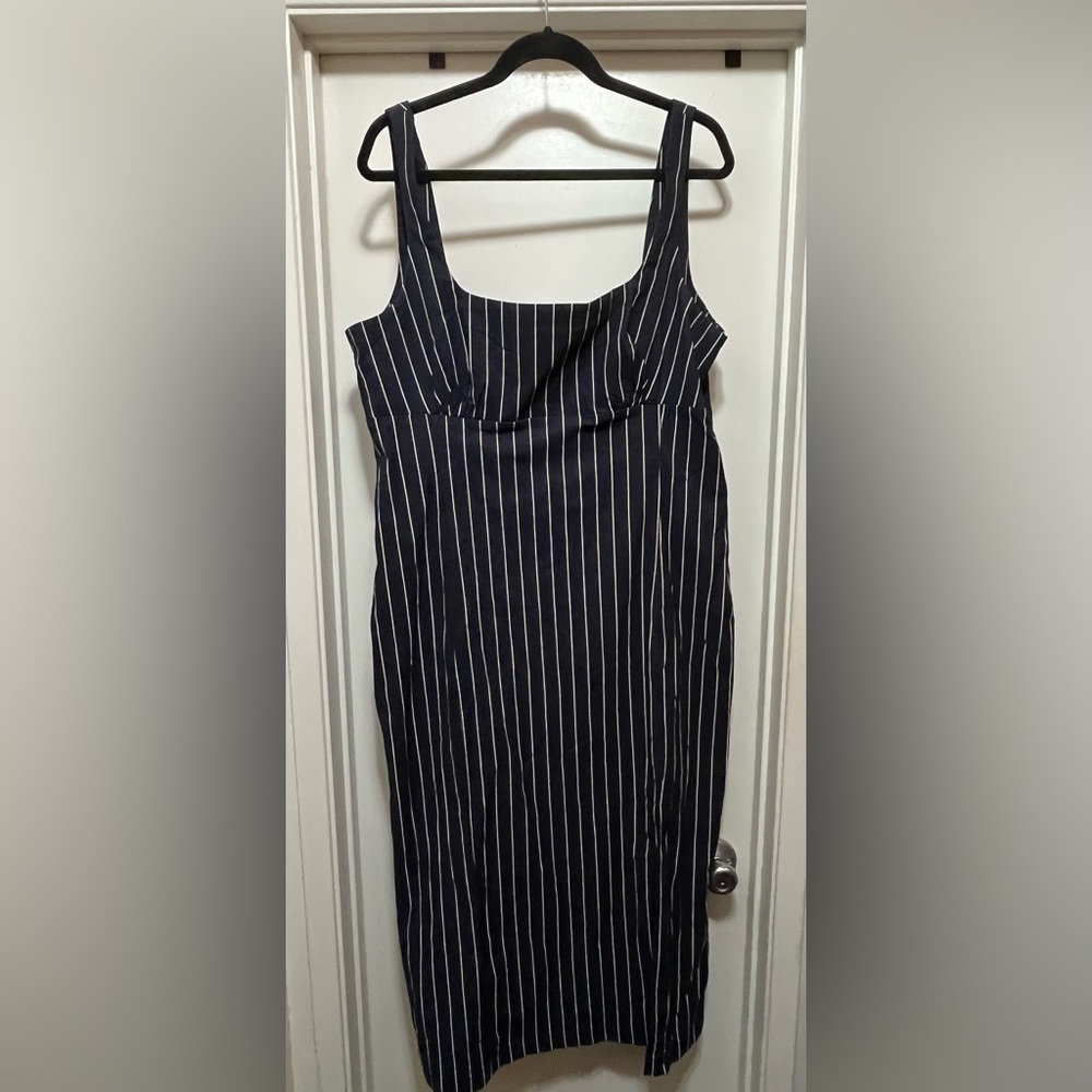 Anthropologie Navy and White Strapless Dress